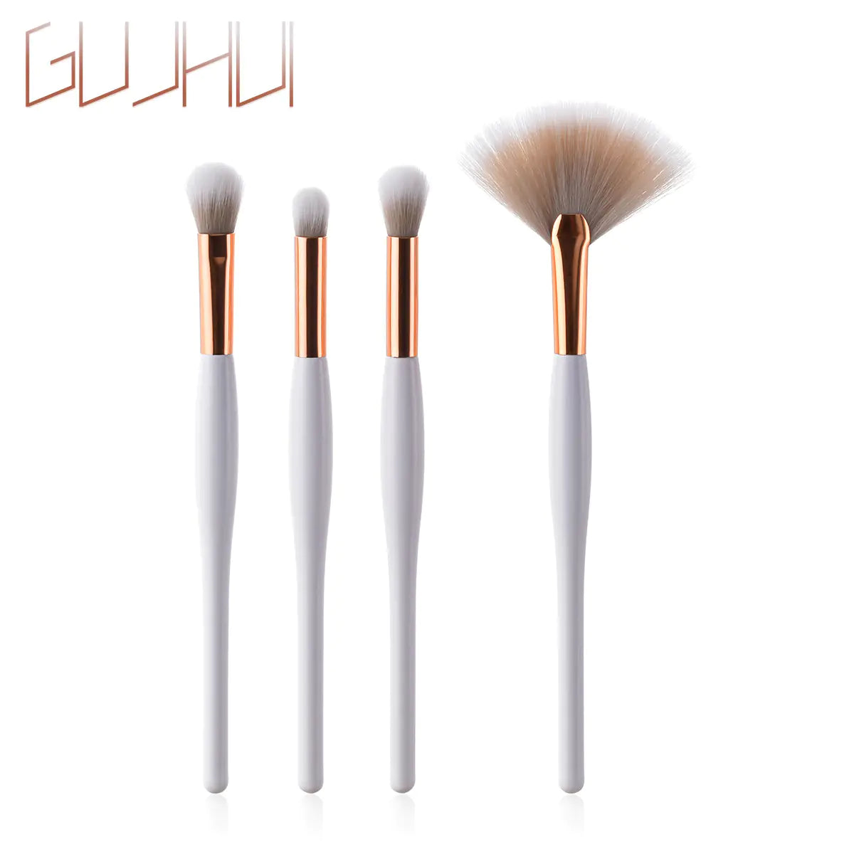 8-Piece Makeup Brush Set with Black Handle and Silver Tubes
